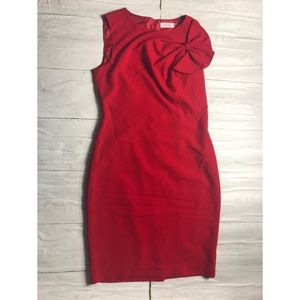 Calvin Klein Pencil Career Dress Sz 4 Red Bow
